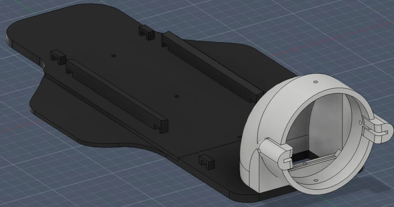 Fusion 360 model of the fan car floor with fan duct
